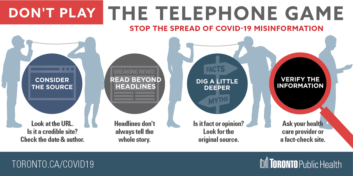 TOPublicHealth's tweet image. Misinformation can have negative impacts on our community &amp;amp; our health. Please share information from trusted &amp;amp; credible sources. Here are some tips you can use to distinguish between facts &amp;amp; false information.