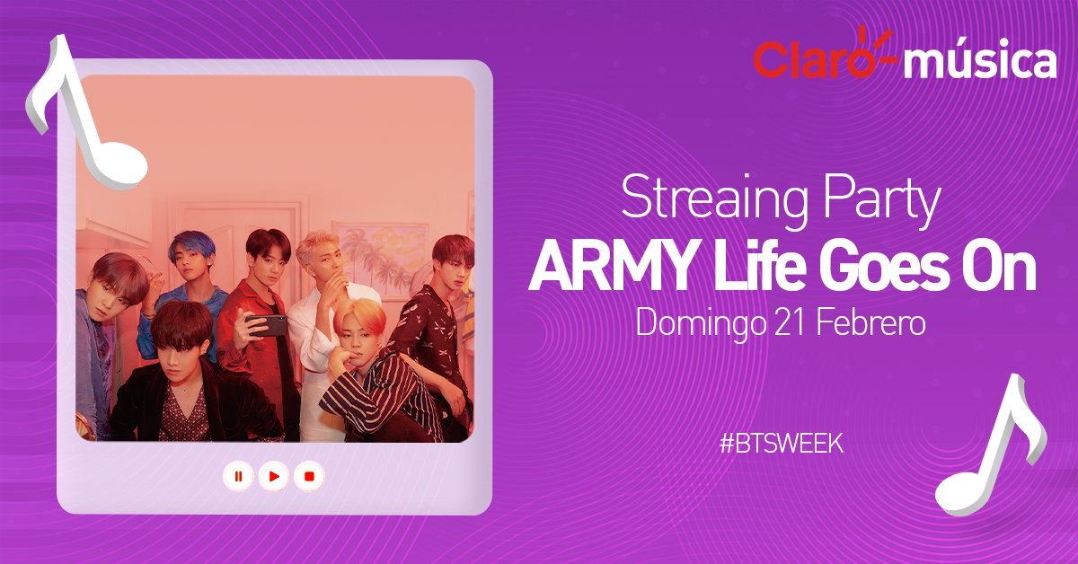 ¡Celebrando el #1 del Top 3 en #ClaroMúsica 🥳 ! 🔝 Este domingo 21 haremos el primer Streaming Party en conjunto con @GuatemalaArmy y @BTS_Guatemala 🙌 ¡No te lo podés perder! Porque durante el evento tendremos muchas más sorpresas #BTSxClaroGt #ARMYBTSEstaClaro