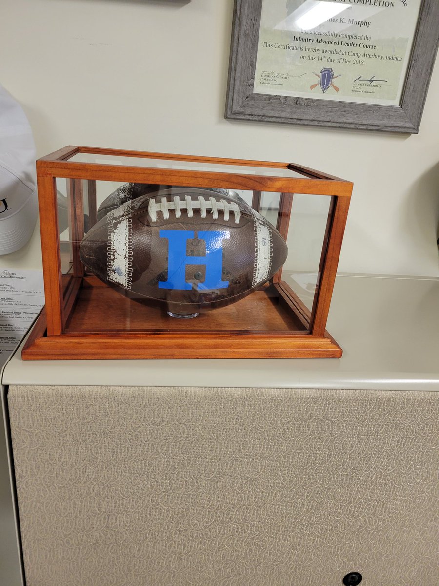 A little late... Yesterday I was given a football by Highlands High School signed by the seniors. This memento was for the contributions and assistance to the Football team this past season. I am honored to receive such a thoughtful gift! Thank you Highlands! Go Birds!