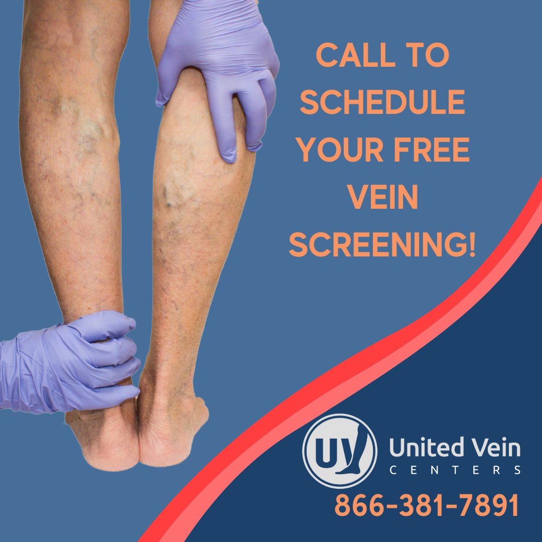 Varicose veins can't resolve on their own. United Vein Centers offer free screenings so we can figure out the best treatments for you. Call today to schedule!

📞 866-381-7891
UnitedVeinCenters.com
#UnitedVeinCenters #VeinClinic #VeinDoctor #VaricoseVeinTreatment #VaricoseVeins