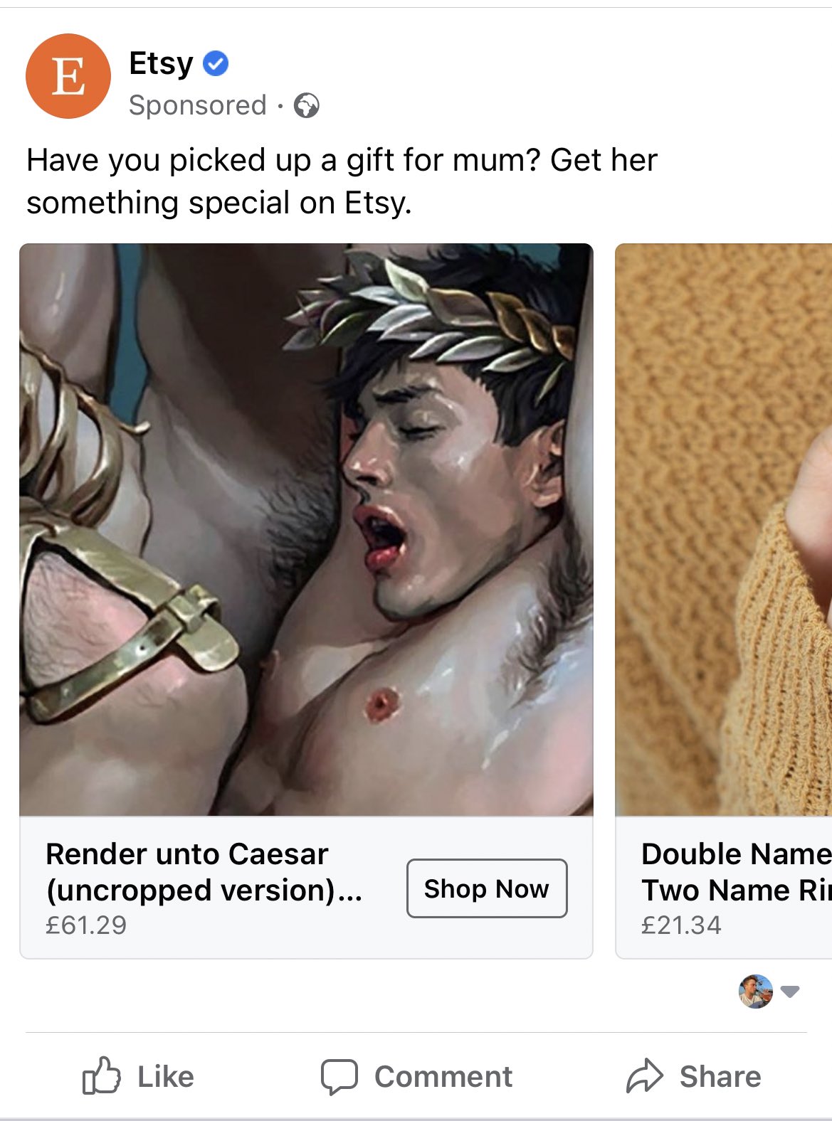 Xavier White Targeted Mother S Day Advert From Etsy On My Facebook Timeline Out Of Curiosity I Checked With My Mother If She Wanted It And I Can Confirm She Does
