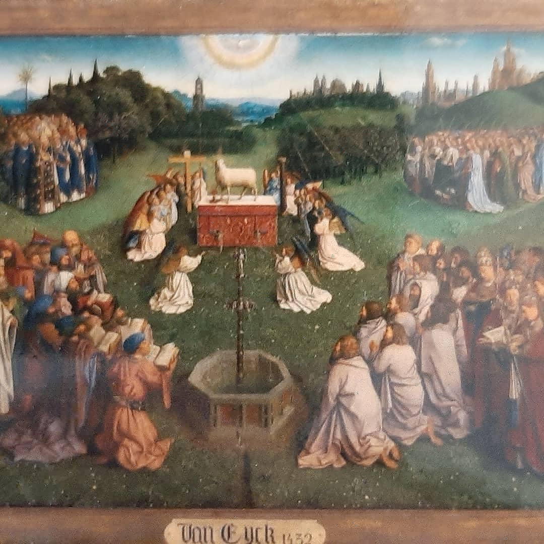 peterwhitetarot's tweet photo. Yesterday's visit to Ghent's Altarpiece brought out classic images &amp; themes from the majors, minors, courts, backgrounds and artefacts of the #Tarot. https://t.co/cfAorf3jci