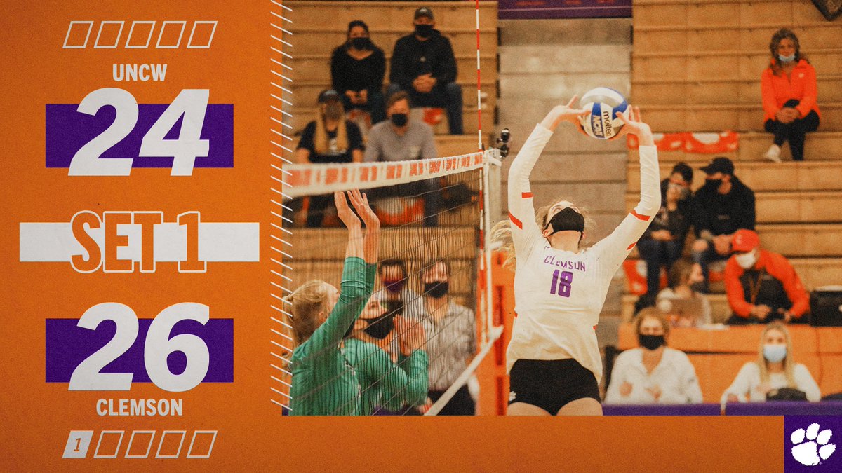 ClemsonVB's tweet image. Tigers take Set 1 😏