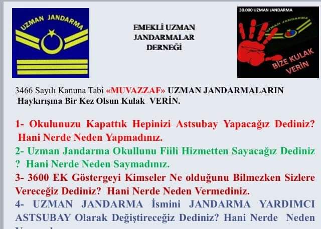 #UzmJandarmalarSOYLUile
Sn. <a href="/sebnembursali/">Şebnem Bursalı Aksoy</a> hanım <a href="/TC_icisleri/">T.C. İçişleri Bakanlığı</a> Bakanımız Sn. <a href="/suleymansoylu/">Süleyman Soylu</a>'dan 3466 Sayılı Kanuna tabii olan ve yanlızca <a href="/jandarma/">T.C. Jandarma Gn. K</a> Gn.K.lığında görev yapan UZMAN JANDARMALAR özlük haklarının düzeltilmesini bekliyor. 
<a href="/mehmetersoy57/">Mehmet Ersoy🇹🇷</a>
<a href="/Ahaber/">A Haber</a> <a href="/mahmutovur/">Mahmut Övür</a>