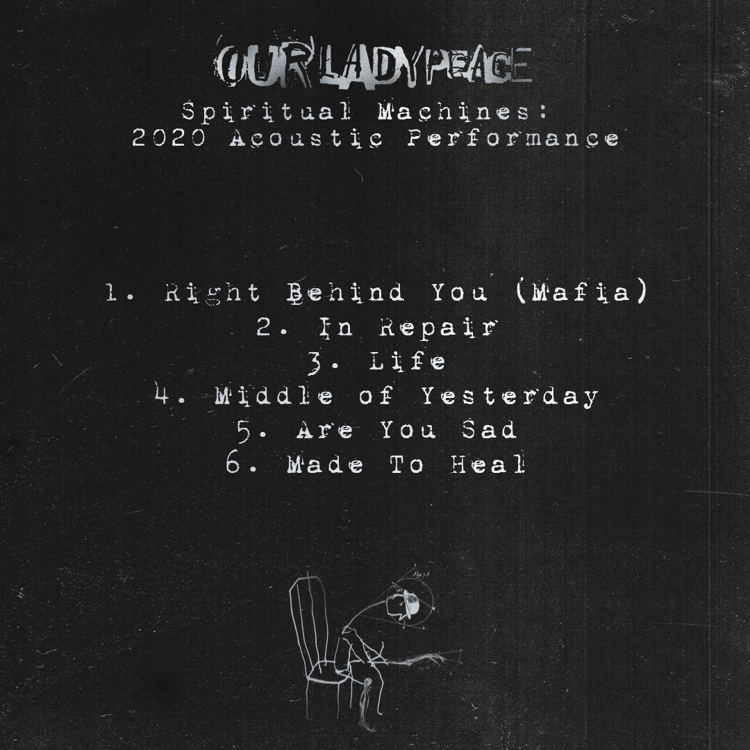 OurLadyPeace's tweet image. You can now listen to the full performance of SideA of Spiritual Machines on our YouTube channel. Subscribe so that you don't miss anything we have coming in the next few months. (Full acoustic performance coming to streaming platforms in the next month)

bit.ly/2Z1JAw9