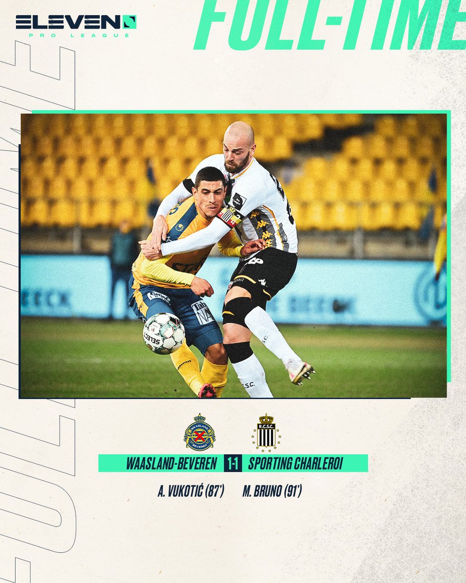 DAZN_BEFR's tweet photo. FT | Le @SportCharleroi et @WaaslandBeveren se neutralisent après une fin de match folle. 🤯

#WBECHA https://t.co/PHJ3Au04r1