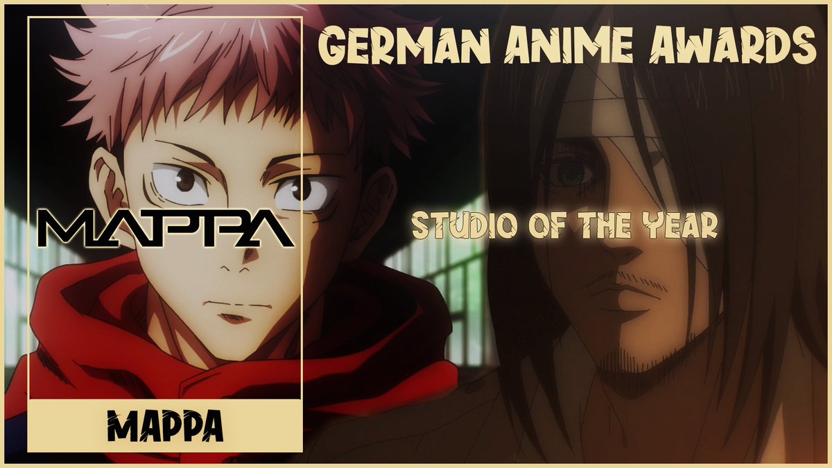 AnimeAwardsGER's tweet photo. #Mappa hat bei den #GermanAnimeAwards2020 in der Kategorie #StudioOfTheYear mit 64,6% gewonnen!
Aktuell Live: https://t.co/Bc9TdRRIBj https://t.co/5XNflJZCt2