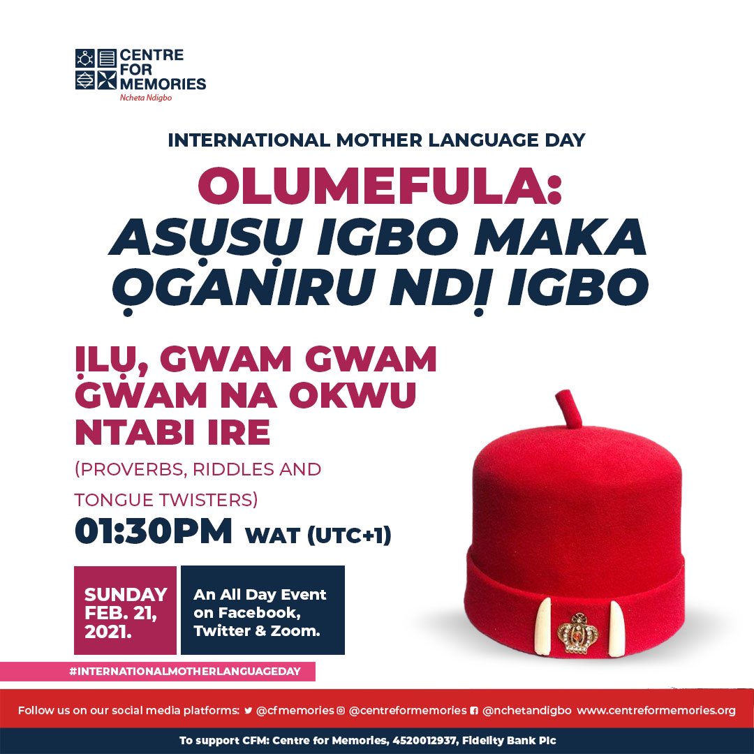 cfmemories's tweet photo. We are barely 12 hours away from our all day event to mark the #InternationalMotherLanguageDay.

We have packaged a series of events to mark this great day. Very importantly, remember to use this link to join our zoom webinar https://t.co/VDCJddkbkh which will begin at exactly https://t.co/snzHH4y4gO