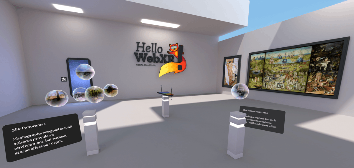 mozillareality's tweet image. Our &quot;Hello, WebXR!&quot; experience won of &quot;WebXR Site of The Year&quot; at the first ever @webxrawards today! 

Check it out here: mixedreality.mozilla.org/hello-webxr/

#WebXRAwards #ThePolys #WebXR