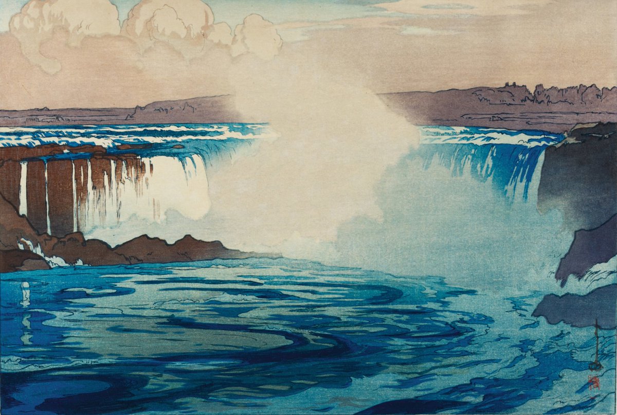 Brindille_'s tweet image. “At last, fortissimo!” 
Gustav Mahler upon visiting Niagara Falls. 
🎨Niagara Falls by Hiroshi Yoshida (1876 - 1950)