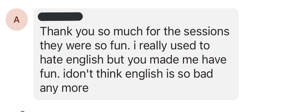 Heart warming feedback from one of our #creativewriters who just completed our 6 week descriptive writing course. Great to see A becoming a #fearlesslearner 😊