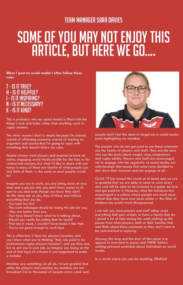 Thanks everyone for the tweets and positivity around this today and thanks to <a href="/scarlets_rugby/">Scarlets Rugby</a> for using my ramblings. #bekind