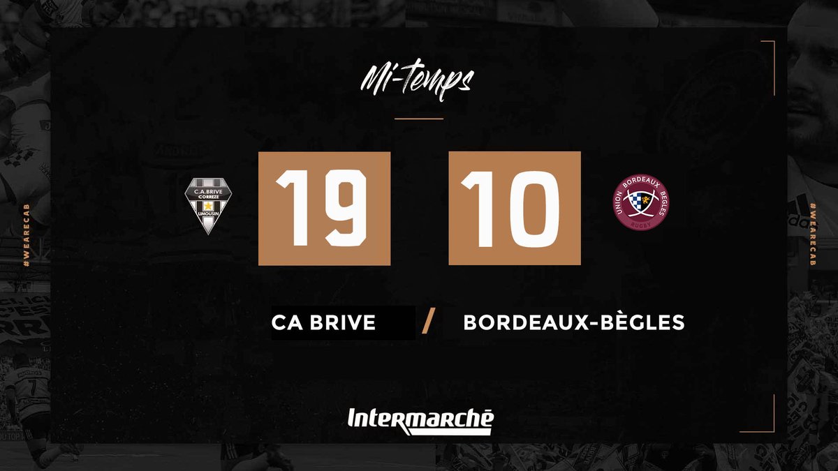 CABCLRUGBY's tweet image. ⏱ C’est la mi-temps au Stadium. 
Les Noir et Blanc parviennent à garder les Bordelais à distance grâce à une première mi-temps combative 19- 10 👊
#CABUBB