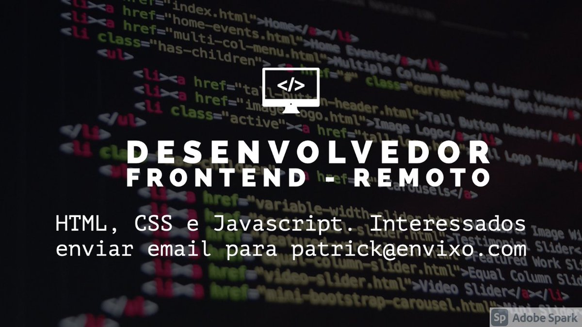 envixo's tweet image. Função implementar interfaces para sistemas Web em HTML, CSS e Javascript.
Salário: R$ 3.500,00 a R$ 5.000,00
Interessados enviar email com o CV para patrick@envixo.com com o assunto Desenvolvedor Frontend junto com o portfólio de projetos já realizados.
