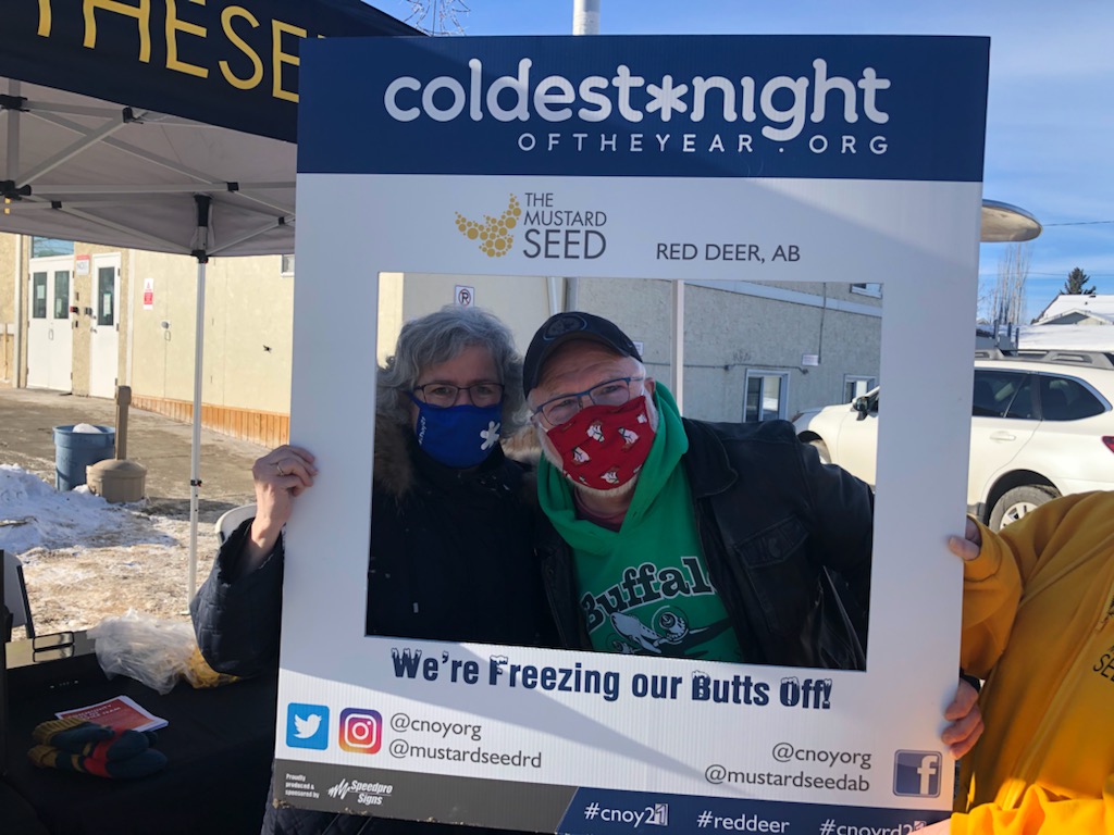 Great to connect with Ken Johnston @Ken4Council at #cnoy21 toque pick up today @mustardseedrd. This is the 6th year Ken has participated in the Coldest Night of the Year National Walk in #reddeer @CityofRedDeer