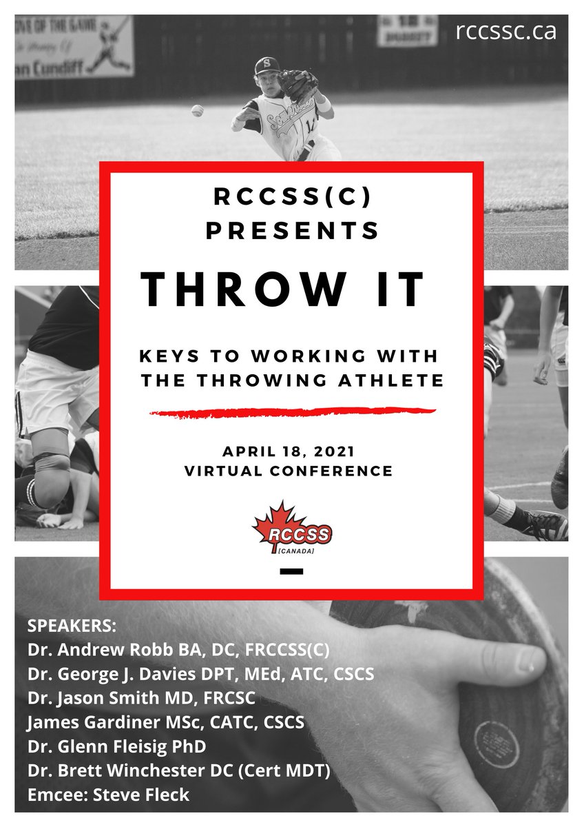 REGISTRATION NOW OPEN!
Sunday, April 18, 2021 - Registration &amp; Speaker List: rccssc.ca/index.php/spea…
We've got another engaging line-up for you ready to present on many topics involving the throwing athlete! All can join &amp; special pricing for students! #RCCSSC #RCCSSCTHROWIT