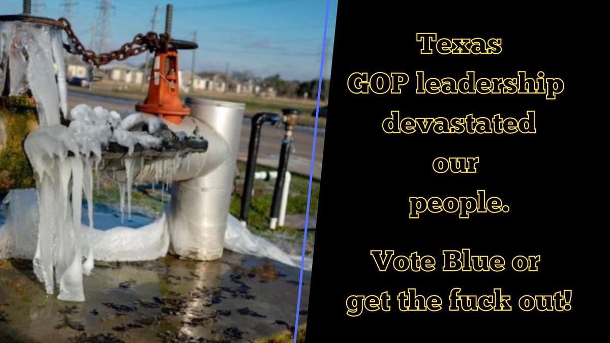 CharYourself's tweet photo. The mismanagement of our Texas power grid will be the defining moment in Texas politics
If we as Texans keep these GOP fat cats in power then we deserve to freeze to death
#VoteThemAllOut
#AbbottFailedTexas
#BetoForGovernor https://t.co/DwrSURdrKo