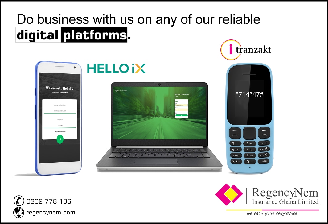 RegencyNemGh's tweet photo. Our digital platforms are ready to serve you...be it weekday or weekend. They are fast and convenient. Stay safe and have a restful weekend. 

#helloix 
#itranzakt
#RegencyNem 
#insurance 
#WeEarnYourConfidence 
#staysafe https://t.co/kPektTVTs0
