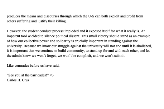 💥Update &amp; Open Letter from Carlos Cruz💥

love and solidarity to our comrade!!!! 🤘🏾🏴✊🏾