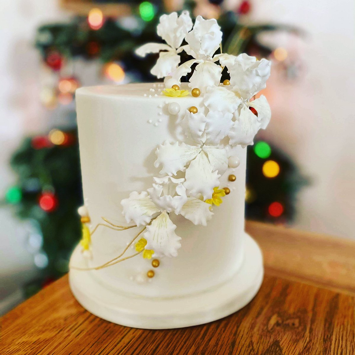 porshamcakesuk's tweet photo. An elopement cake with sugar white iris and primroses. #sugarart #craft #custom #elopementcake #devonelopement #devonwedding #devonweddingcake #weddingcake #bride #groom #wedding2021 #porshamcakes https://t.co/KXBZha20HL