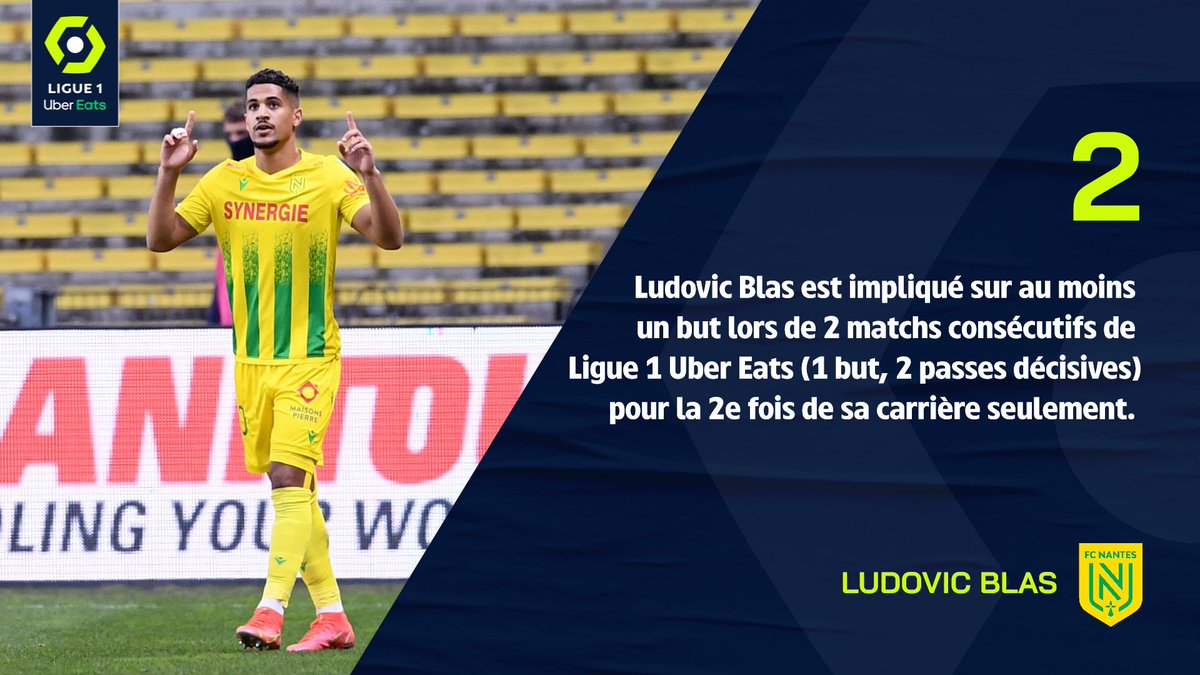 🔝 Après deux passes décisives à Angers, Ludovic Blas enchaîne avec le <a href="/FCNantes/">FC Nantes</a> face à l'<a href="/OM_Officiel/">Olympique de Marseille</a> !

#FCNOM