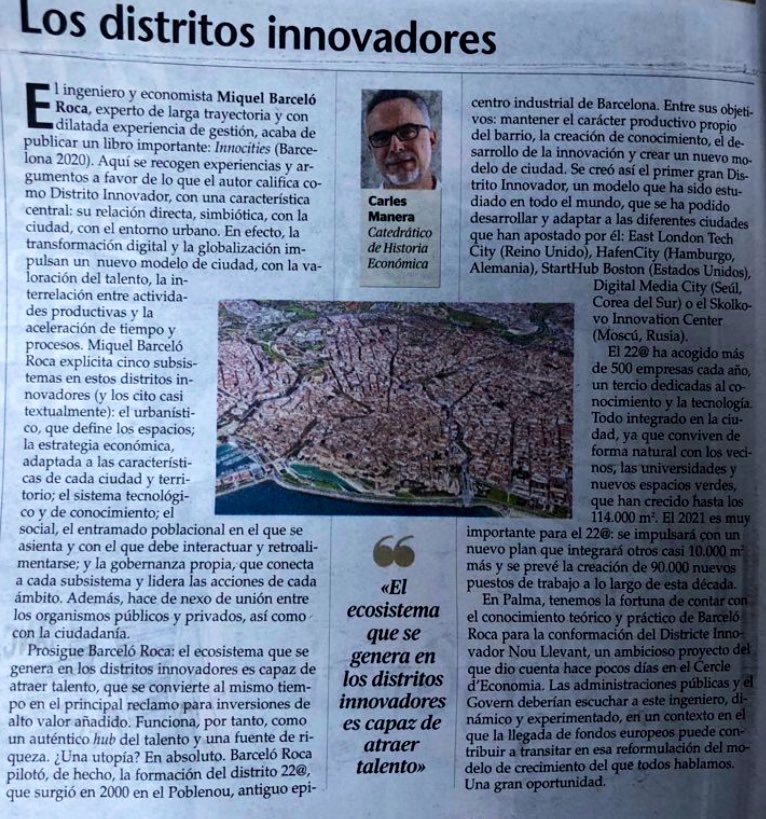 cerclemallorca's tweet photo. 👓Interessant reflexió de @CarlesManera sobre el llibre del nostre darrer conferenciant @miquelbarcelo2. #Innocities https://t.co/klPIIimPMa