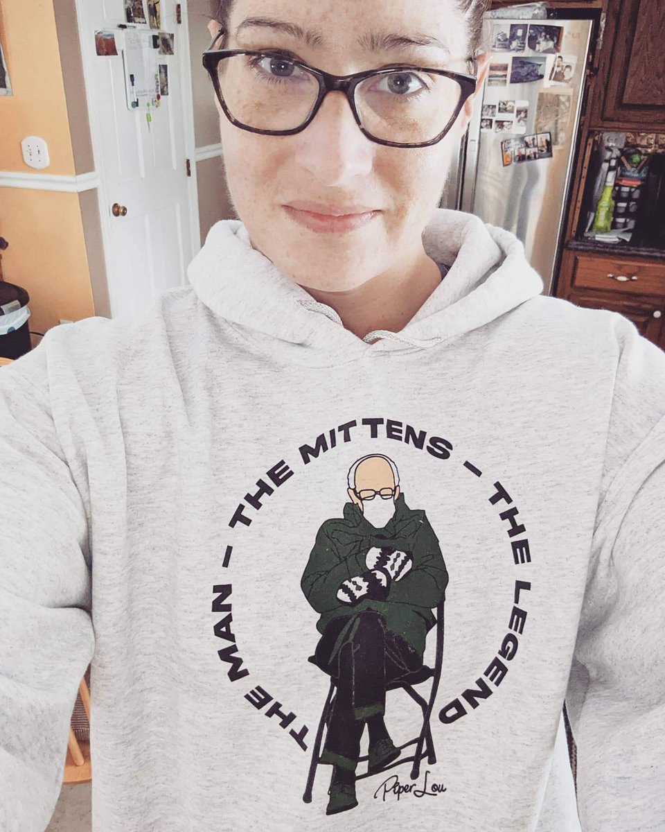 Sarahoftheghost's tweet photo. It's fun when new, amazing things show up in the mail. 😂❤️ All proceeds go to Vermont wheels on meals. ❤️❤️ #berniesmittens https://t.co/ToxPbUcqCB
