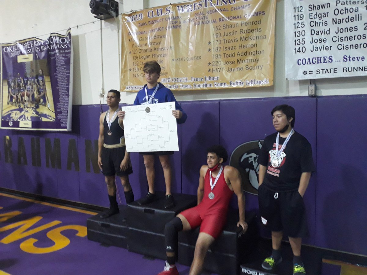 FlyingLsAthlete's tweet image. Congrats to Flying Ls wrestlers (L-R) Collin Gilbert, James Berline, and Zaden Buncknor for winning their individual weight classes and becoming district champions