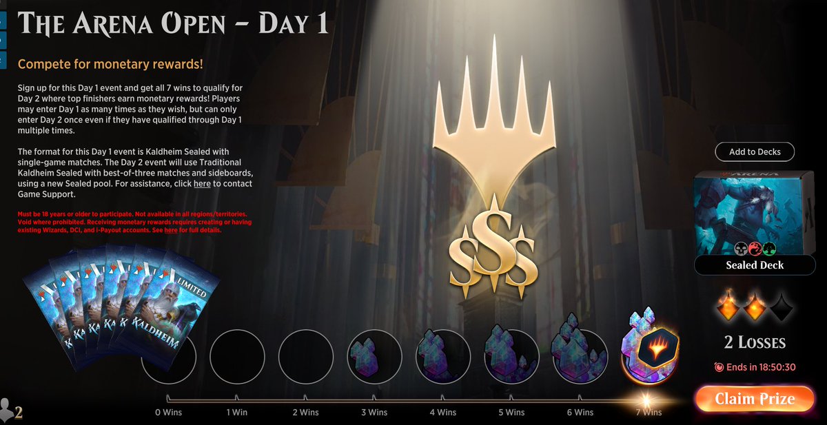 TwitmePico's tweet photo. Made it to day two really hard build the sacrifice two creatures where out 90% of the tournament. but the enchantments where absolute key. DL in the comments #mtgaopen #arenaopen https://t.co/VCFZ3ZQL7t