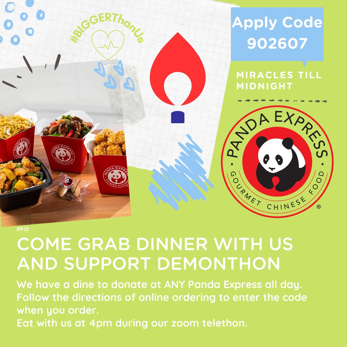 DemonTHON's tweet image. Our dine to donate is with Panda Express! You can order online through ANY Panda Express, just make sure to use our code. Directions are posted on the second image!