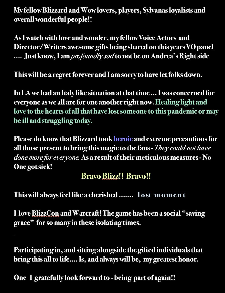 PattyMattson's tweet image. Dear Everyone Here - #Blizzard #Warcraft #FANS and 
#Creatives