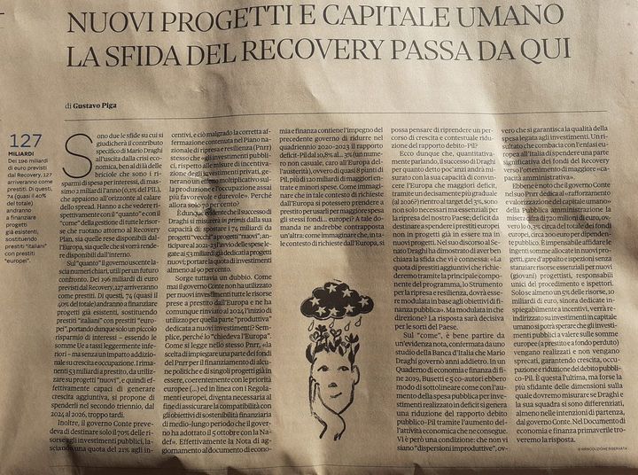 condodaniela1's tweet photo. Articolo del Prof. @GustavoPiga, Il Sole 24 Ore di oggi: "Nuovi progetti e capitale umano. La sfida del Recovery passa da qui" 🇮🇹 https://t.co/AQeqnWodgU
