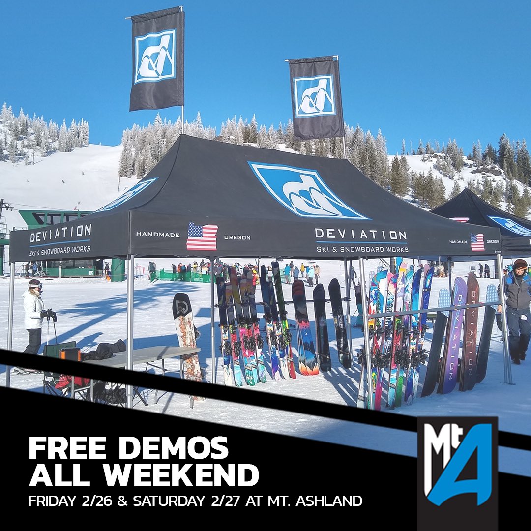 deviationworks's tweet photo. Free demos + 18” of new pow this week = a killer weekend @mtashland. Stop by our Basecamp Demo Tent all day next Fri 2/26 &amp; Sat 2/27! 
-
#deviationworks #builtnotbought #madeinoregon #oregon #pnw #skiing #snowboarding #skioregon #pnwonderland #mtashland #travelashland https://t.co/XjoRaBHBpy