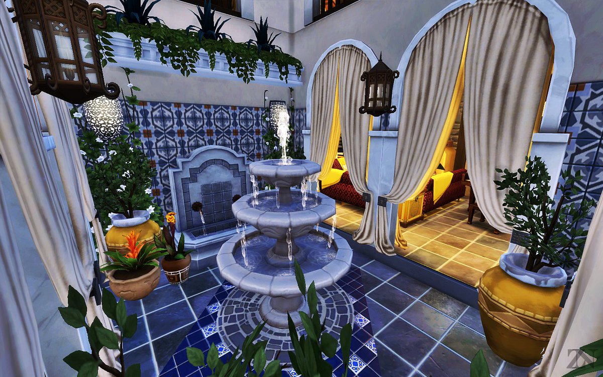 x4m1r4's tweet photo. I do have fun decorating the interior for the Oasis Riad! No CC/Mod😆#MorganaInspires #TheSims4 #ShowUsYourBuilds https://t.co/bq6bXWJutC