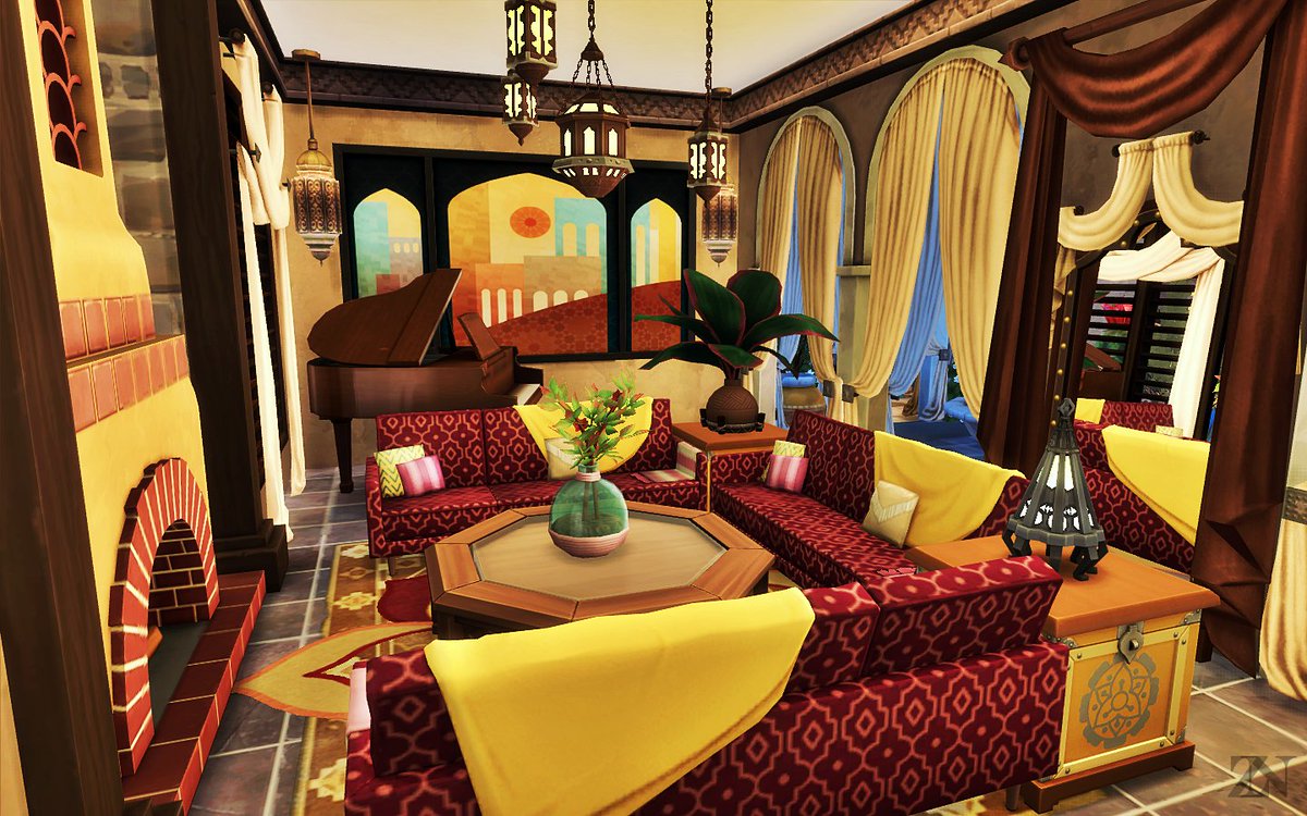 x4m1r4's tweet photo. I do have fun decorating the interior for the Oasis Riad! No CC/Mod😆#MorganaInspires #TheSims4 #ShowUsYourBuilds https://t.co/bq6bXWJutC