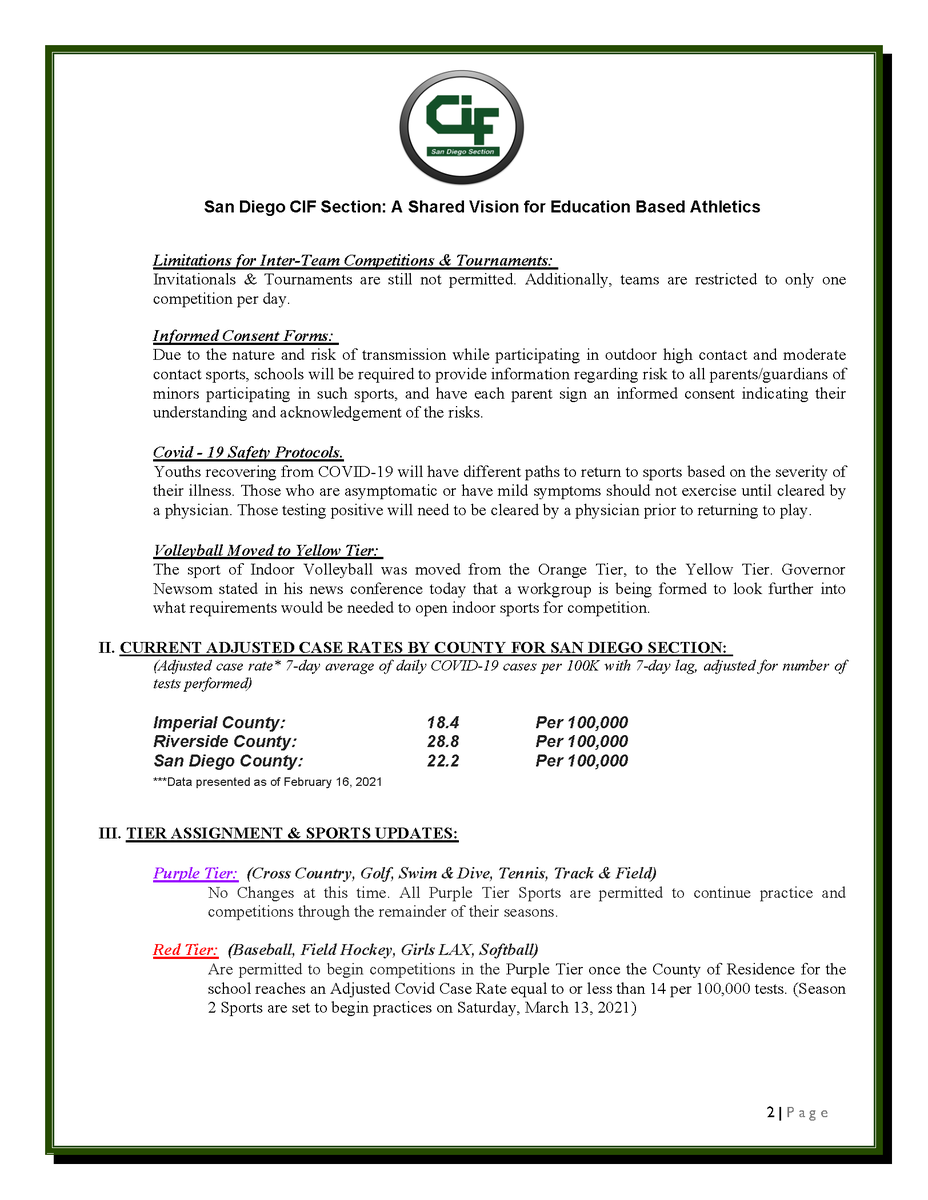cifsds's tweet photo. Updated information on @CIFSDS athletics following yesterday's announcements.  The full memo can be viewed at https://t.co/XyoqTqxPNt https://t.co/vgYI49SLHD