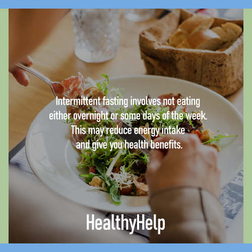 Intermittent fasting involves not eating either overnight or some days of the week. This may reduce energy intake and can have health benefits. 

#TipsForHealth #ThoughtProject