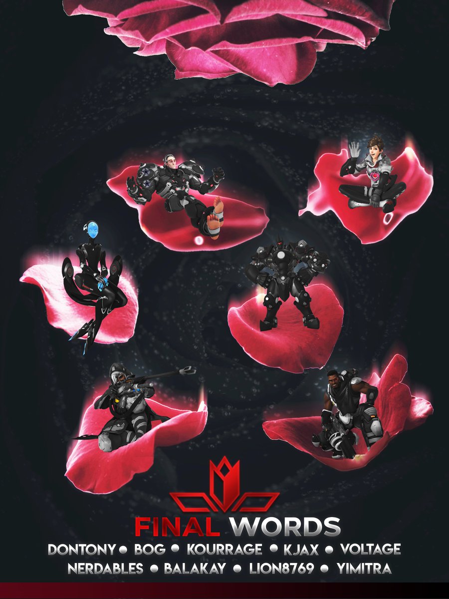 FinalWordsNA's tweet photo. All of the petals falling in place 🌹

Join us in welcoming our 2021 Open Division roster!

🛡️@BaccaroTony
🛡️@StormyBoggy
🛡️@KourRage
⚔️@Vellzen
⚔️@VoltageOW
💉@jasonphunn
💉Balakay
💉@Lion8769OW
💉@yimitra

#AnyLastWords🥀 https://t.co/UqMDkqB0Yy