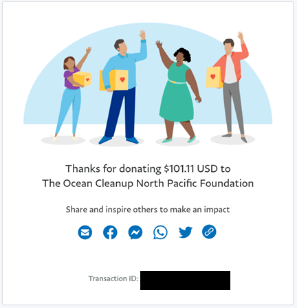 OPrompto's tweet photo. So we donated $101.11 to the Ocean Cleanup!!! Congrats everyone! Look at how great you all did! https://t.co/CMAKtd5YDo