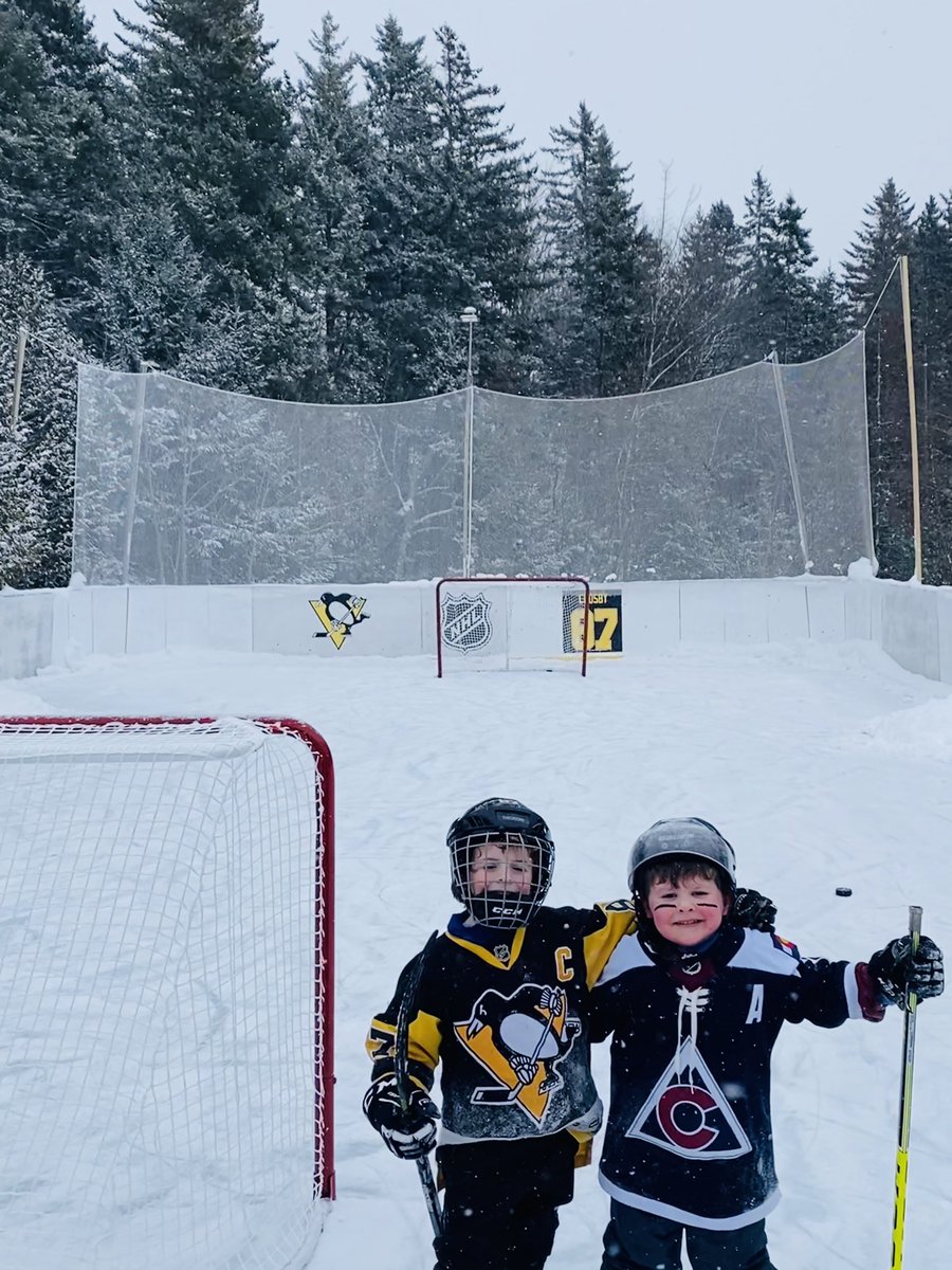 J_Fouchere's tweet photo. @hockeynight great day for a game outside, Saint John NB. #ODR #OurLakeTahoe (Theo and Frankie) https://t.co/FcEGJFvs2U