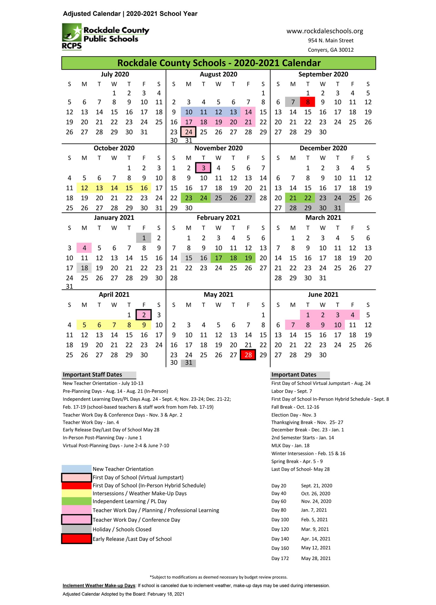 Rockdale Co. Schools on Twitter "Please note the Last Day of School