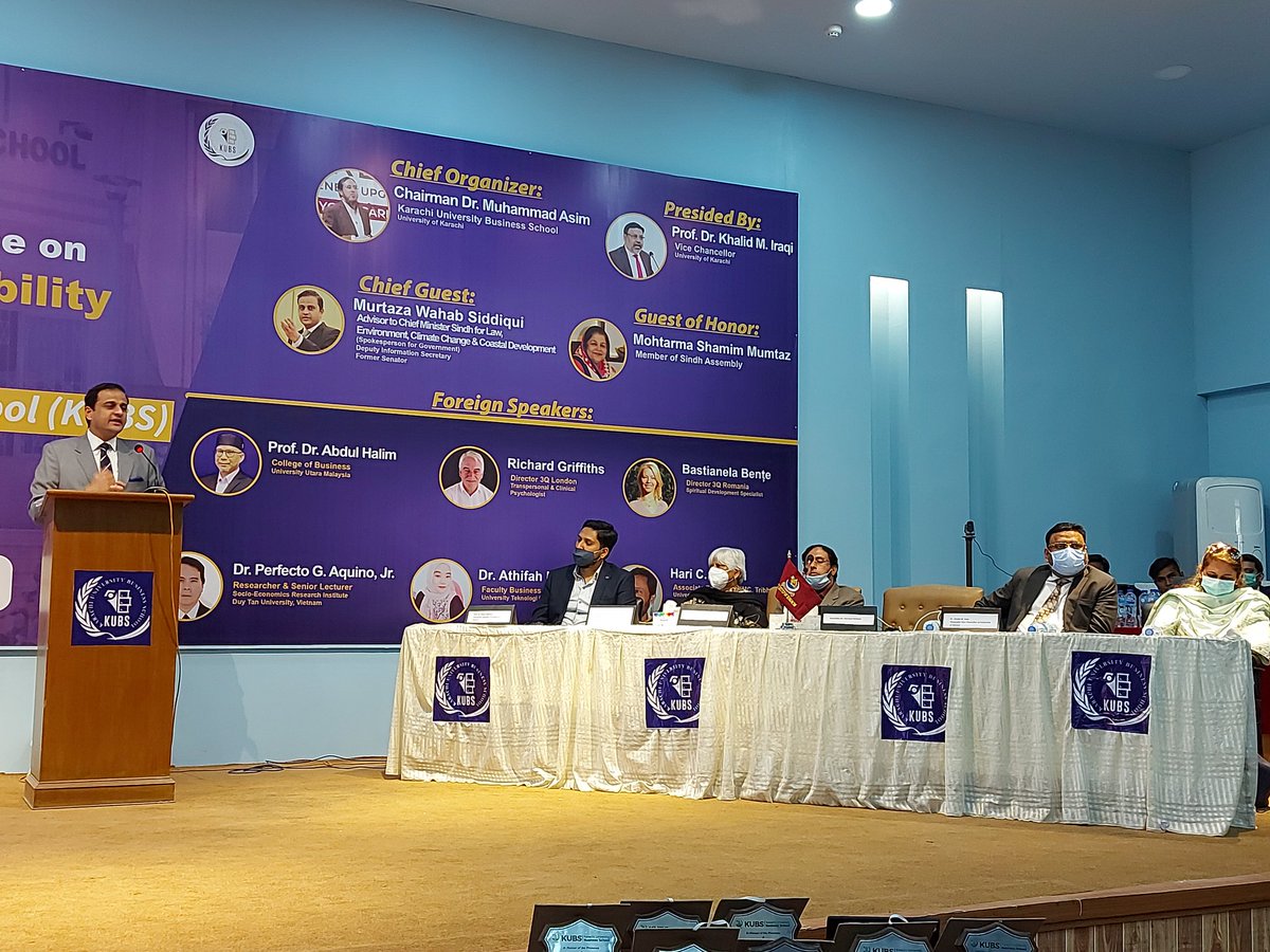 SMoazzamQureshi's tweet image. An International Conference &amp;amp; Webinar focusing on Corporate Sustainability was held at #KUBS. 

Chief Guest was Barrister @murtazawahab1.

Syndicate Members of Karachi University @Sadiajavedppp (MPA), @SMoazzamQureshi (MSC) also attended the conference.