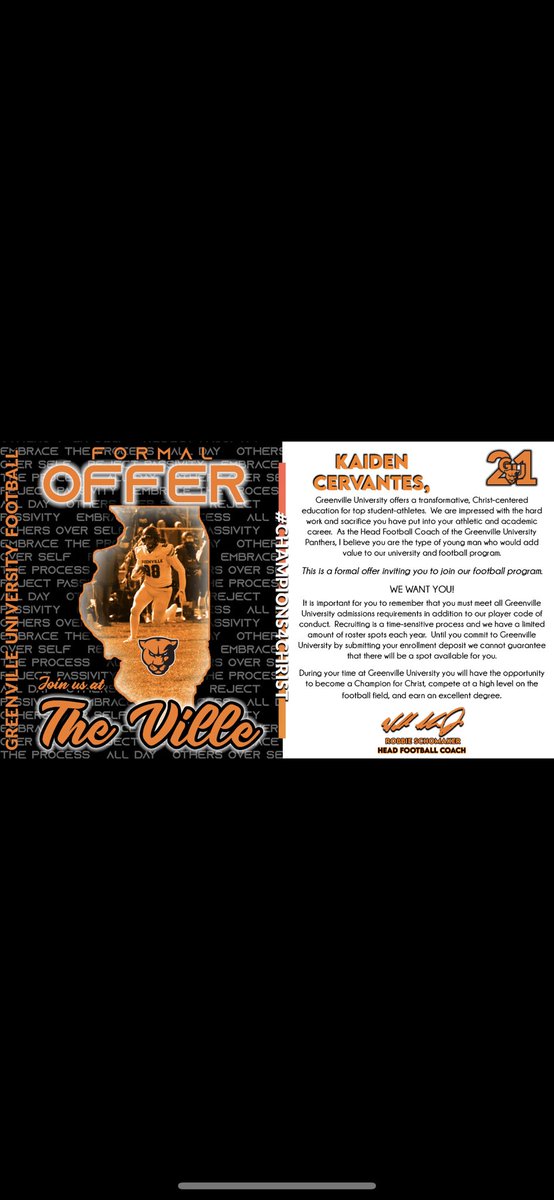 Blessed to receive an offer from Greenville University. Thank you @EMAPFootball for this opportunity! #CHAMPIONS4CHRIST