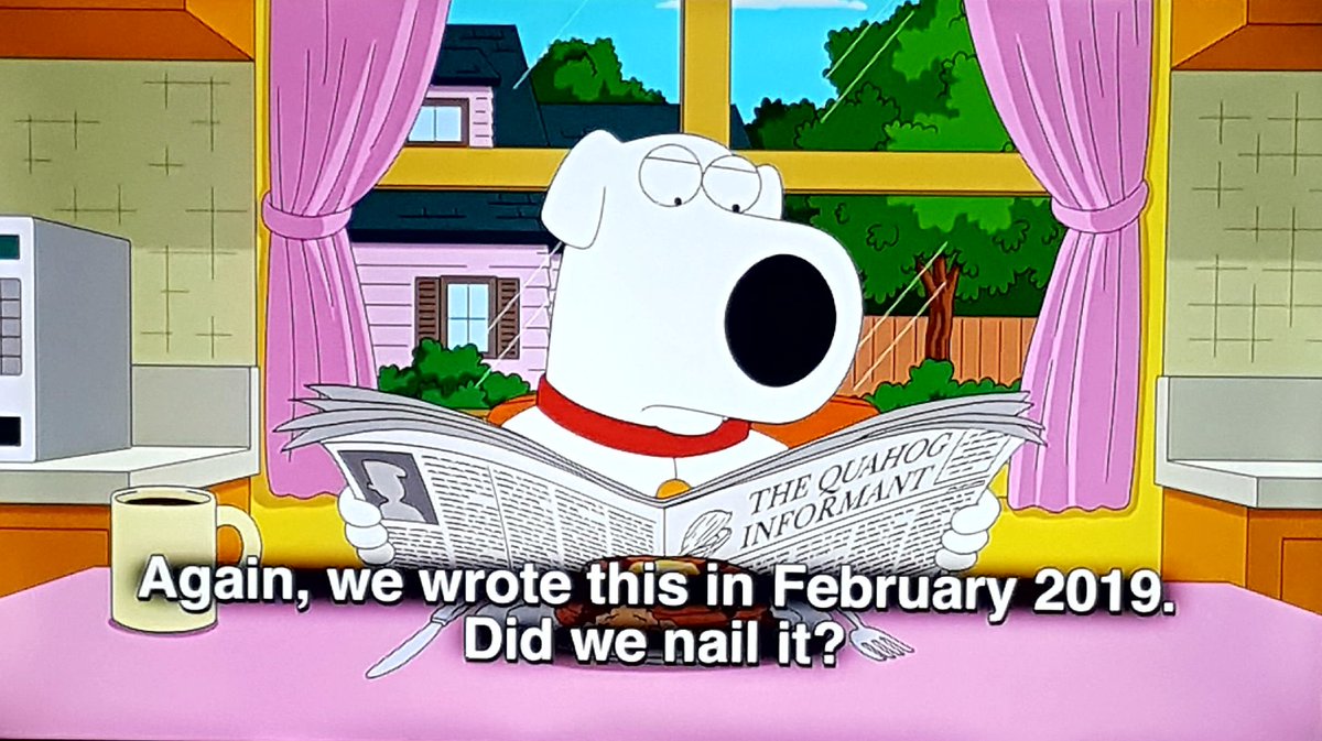 ANY__COST's tweet photo. ...and Brian says " I can't believe Mike Pence came out the closet right before he hung himself in jail". Then this caption appeared on the screen. I can't stress when the story is already written. Truth prevails &amp; GOD WINS, in the end. https://t.co/CC6U1dpW83