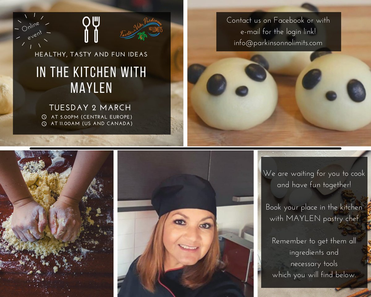 ParkinsonoLimit's tweet photo. IN THE KITCHEN WITH MAYLEN!
Tuesday 2 March at 5.00 pm in Europe, 11.00 am in US and Canada, Maylen,pastry chef, will accompany us in a creative workshop full of fun, passion, creativity and sharing.
#ParkinsonNoLimits #CakeDesign #Parkinson #Fuerteventura https://t.co/9vcCGtvFQl