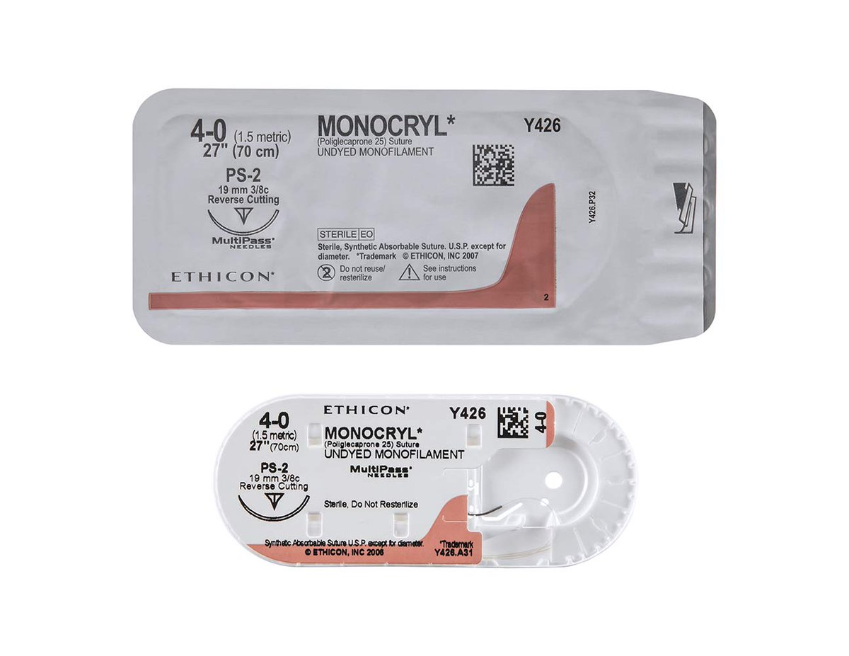 almagoch's tweet photo. Las suturas ➕ usadas en #Cirugía general:
1. PDS = Polidioxanona / Mono / Absorbible / 180-210 dias / Fuerza tensil 70% a 4 semanas 
2. Vicryl = Poliglactina 910 / Multi / Absorbible / 90 / FT 50% a 3 semanas 
3. Monocryl = Poliglecaprone 25 / Mono / 90-120 / FT 30% a 2 semanas https://t.co/pUd59NPmRw