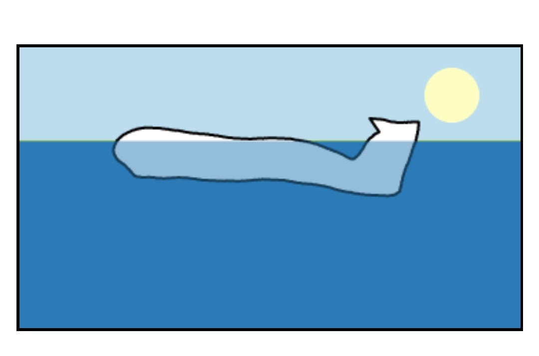 Physics check: approx. glider shaped iceberg will float approx. like a glider 👏👏👏

Slocum gliders (me) have a bladder (think pillow) of air in their tail cavity that they inflate on the surface to give that tail some extra lift, is our antenna for communicating after all 🛰️