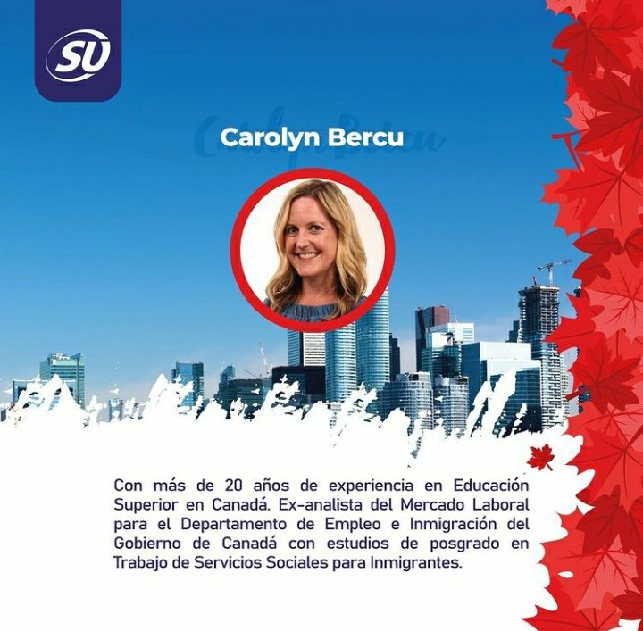 ¿Te gustaría recibir una asesoría personalizada y gratuita con una experta en educación superior directamente desde Canadá? El próximo jueves 25 de febrero, Carolyn Bercu, atenderá en asesorías individuales, para parejas o para familias. Cupos limitados su.co/charla-canada/
