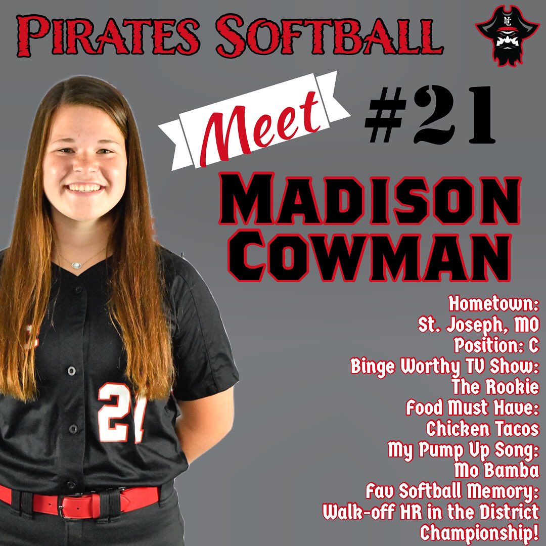 You can find her behind the plate - Freshman, catcher, Madison Cowman🏴‍☠️🥎 #NCMC #OnePirateCrew