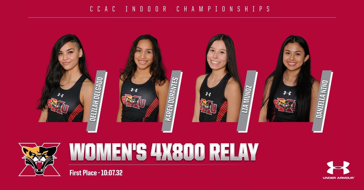 SXUAthletics's tweet photo. The Cougars took 🥇 in the women’s 4x800 relay at the CCAC Indoor Championships! #GoCougs🐾 #WeAreSXU https://t.co/1dOpdpAYGz